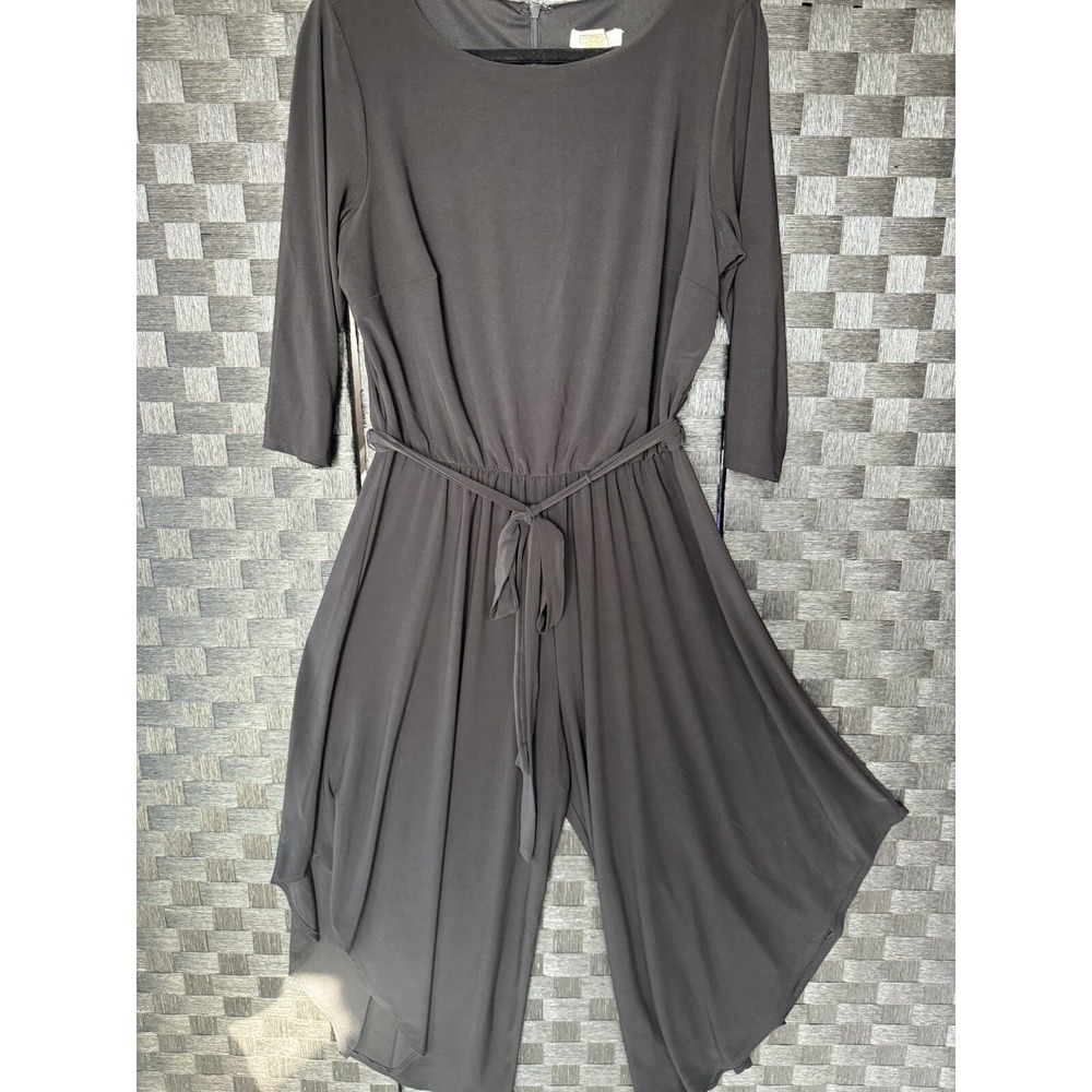 Prelude Black Jumpsuit Pantsuit Outfit With Tapered Wide Leg Size Large Sexy